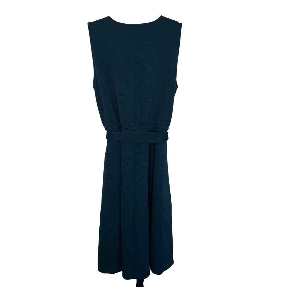 Lane Bryant Sleeveless Teal Blue Textured V-Neck Dress With Waist Tie Size 14/16 - Picture 2 of 11